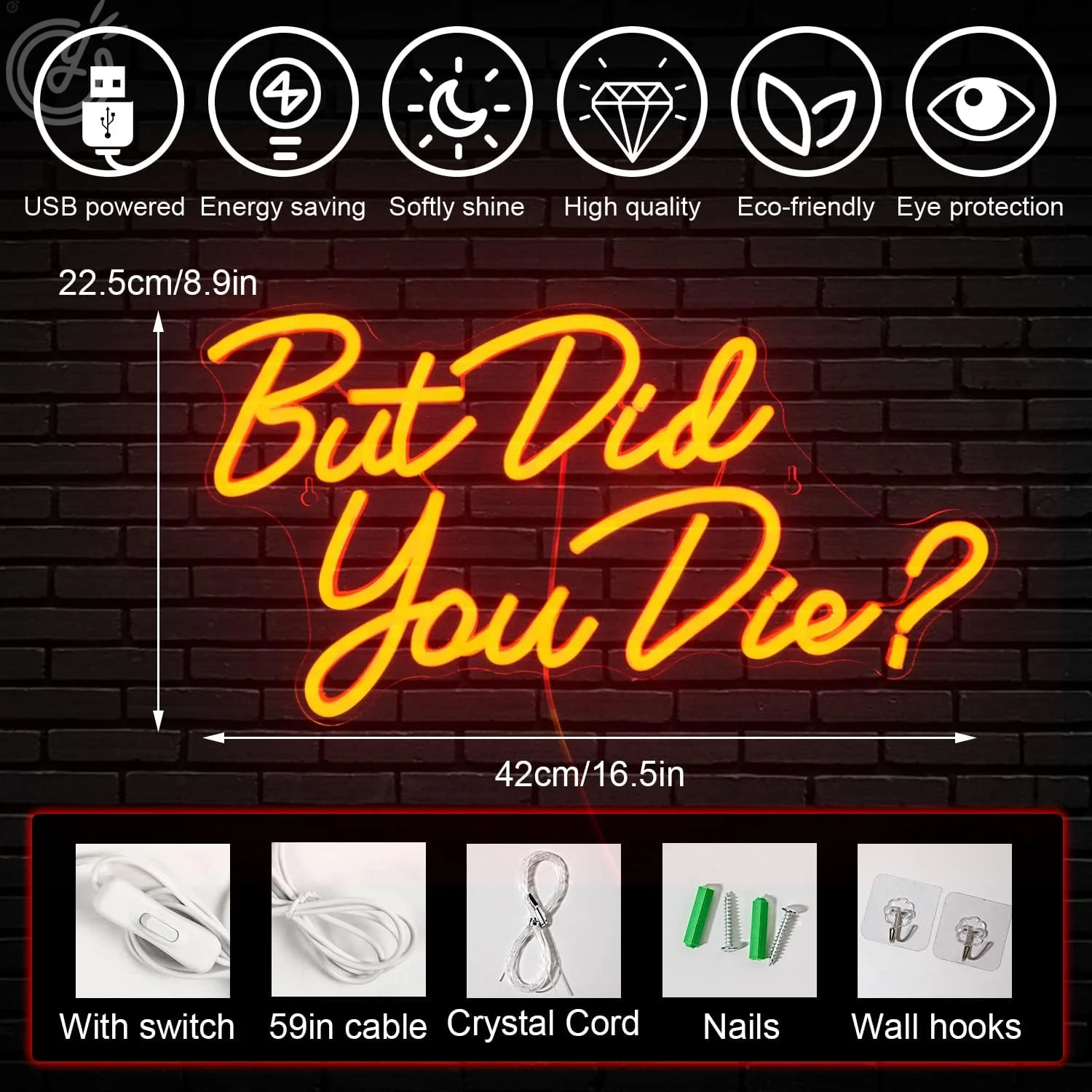 But Did you Die Neon Sign for Wall Decor,Led Signs, Decoration Neon Lights for Bar Pub Christmas,Restaurant,Bedroom Neon Signs