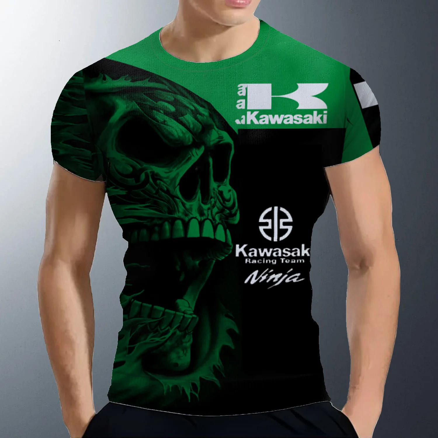

Men T Shirt Kawasaki Motorcycle Graphic 3D Print Quick Drying Breathable Cool Tees Summer Sports Comfort Short Sleeve Clothing