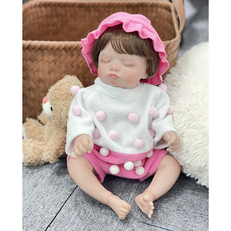 

18inch Rosalie Newborn Reborn Doll Full vinyl Girl Body & Cloth Body Lifelike Sleeping Baby Hand-rooted Hair with Visible Veins