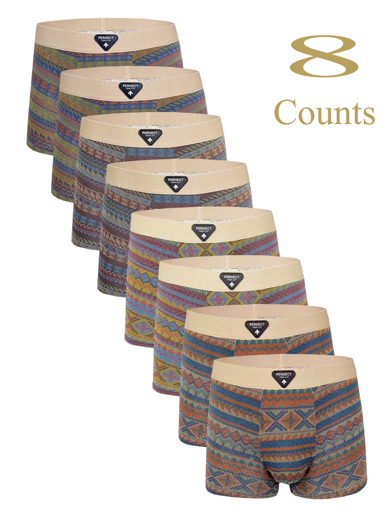 

A set of 8-piece fashionable, trendy, comfortable, breathable, sporty and elastic men's briefs