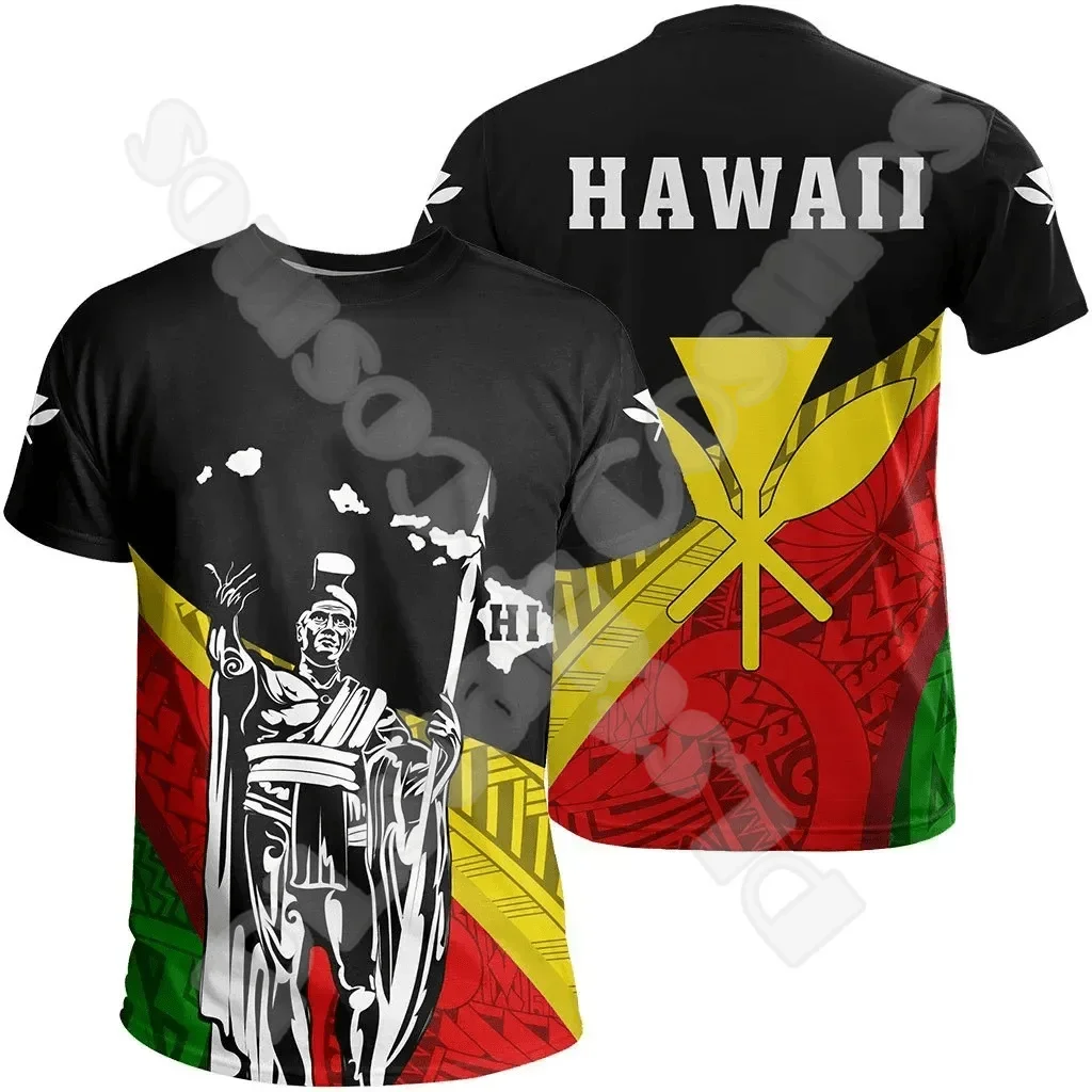 Polynesian Hawaii King Kamehameha Country Flag Tribe Hawaiian 3DPrint Streetwear Summer Casual Harajuku Short Sleeves T-Shirts A