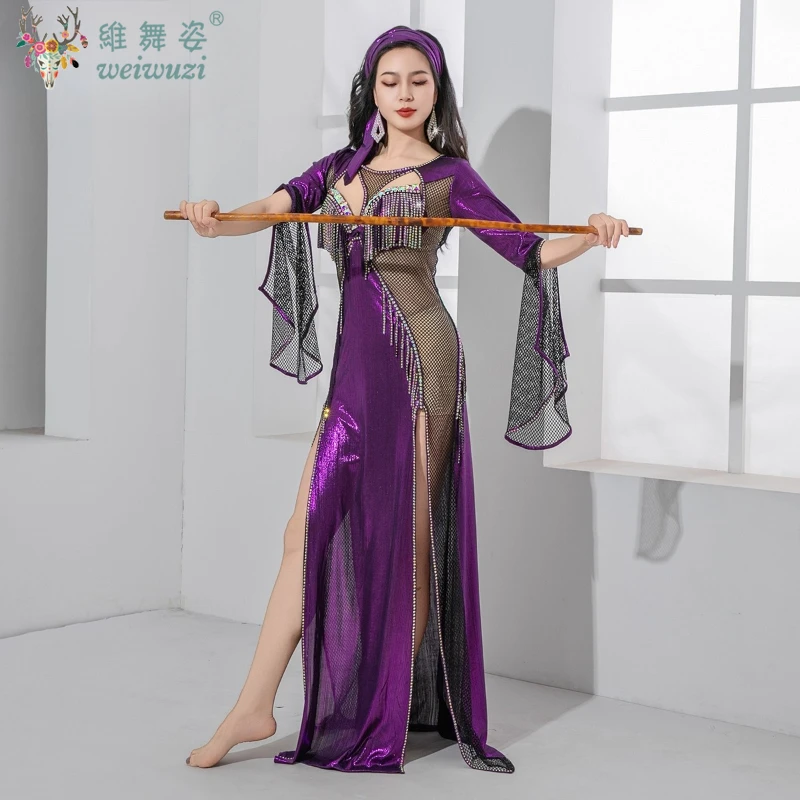 우아한 밝은 다이아몬드 로브 여성용 발라디 사이디 벨리댄스 공연 대회 드레스 동양 의상 댄스 복장