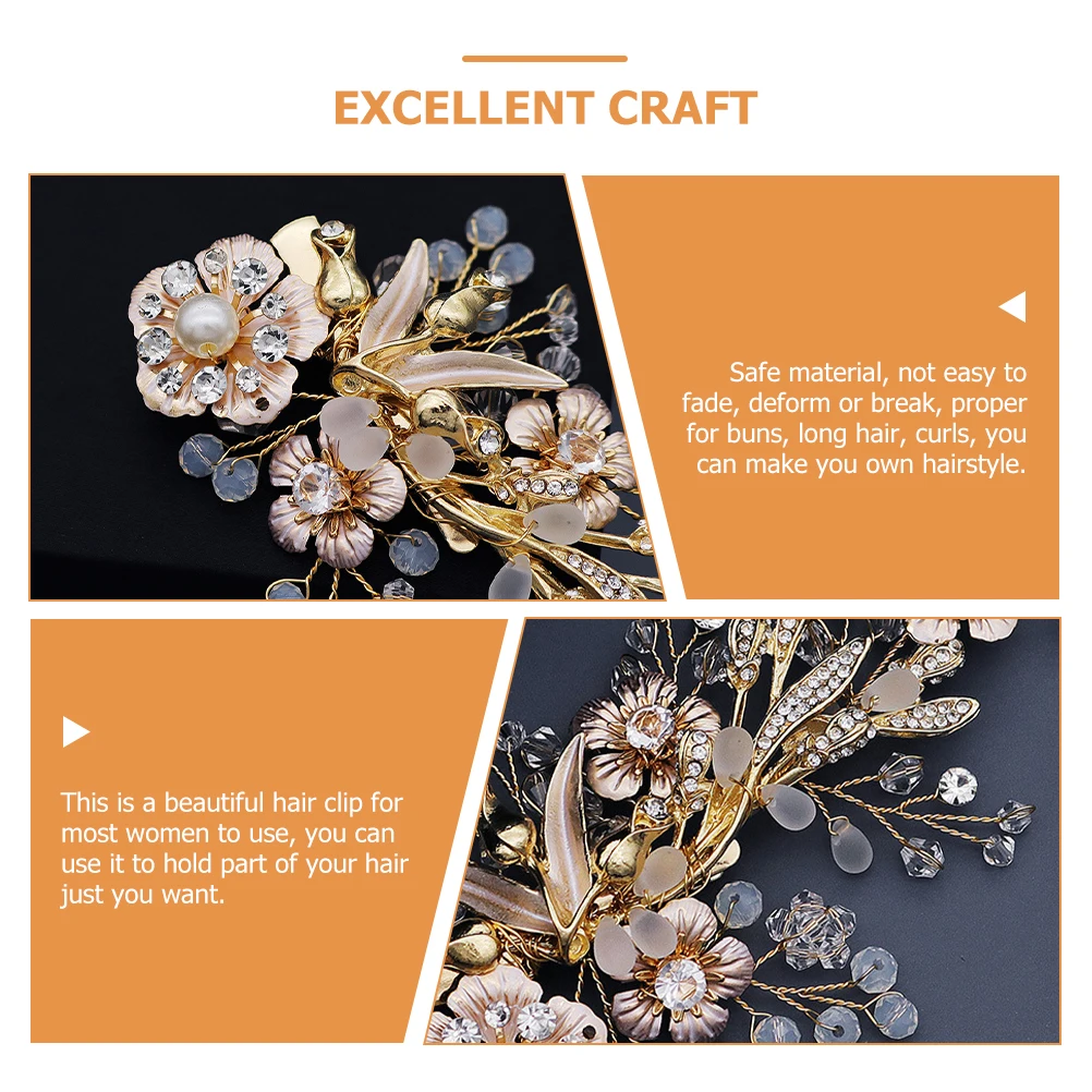 

Pearl Edge Hair Clip Wedding Accessories Rhinestones for Women Zircon Hairpins Miss