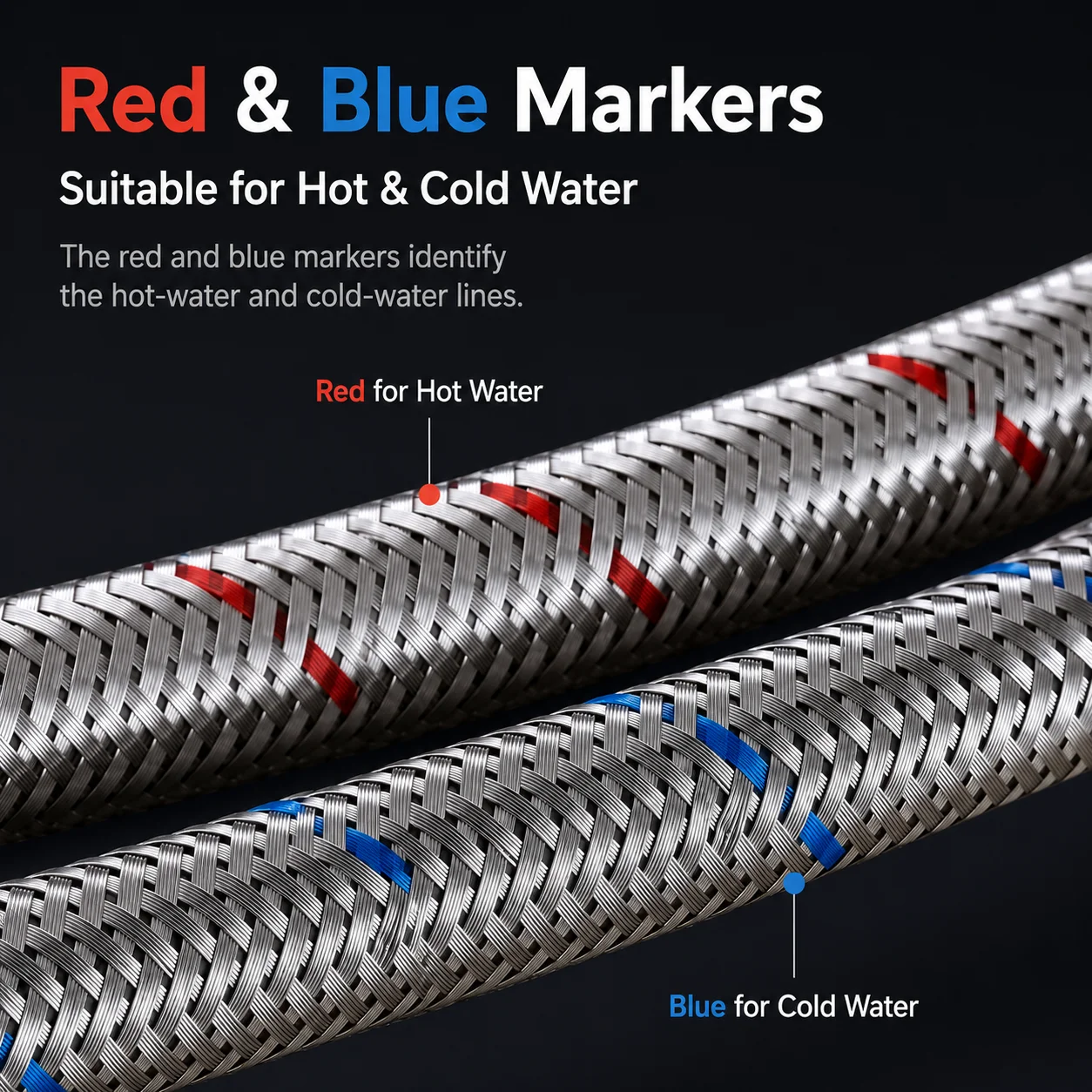 304 Stainless Steel Braided Faucet Connector Hot Cold Water Supply Hose Anti Burst for Kitchen Bathroom Sink view 5