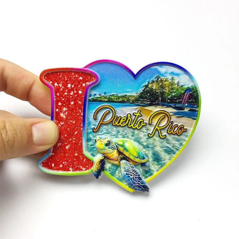 

3D Resin Puerto Rico Cute "I Love" Fridge Magnets Home Decor Room Decoration Aimants Frigo Imanes Heart Turtle Beach