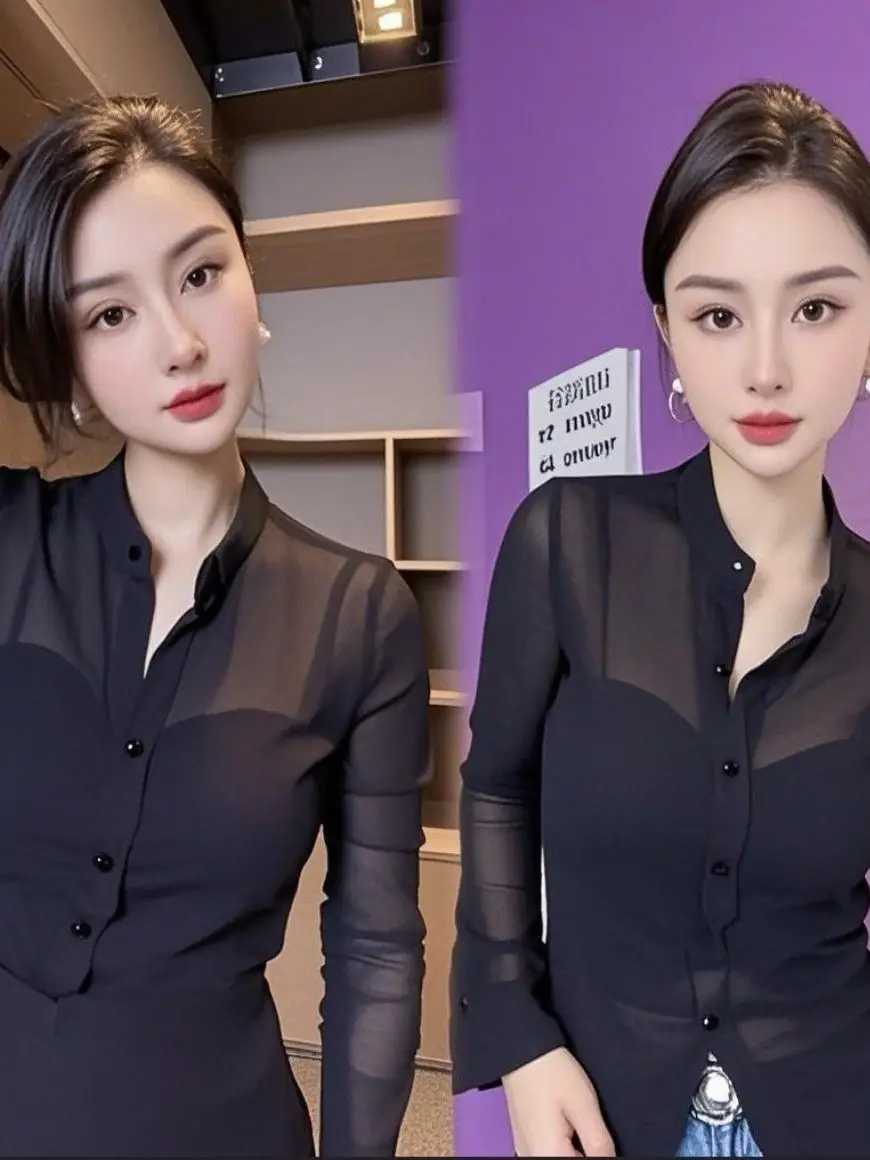 Ele Summer Protection solaire pour femme irt e Beautiful Me Top coréen Sle Slim Fit Long Sve Pure Color Button D...