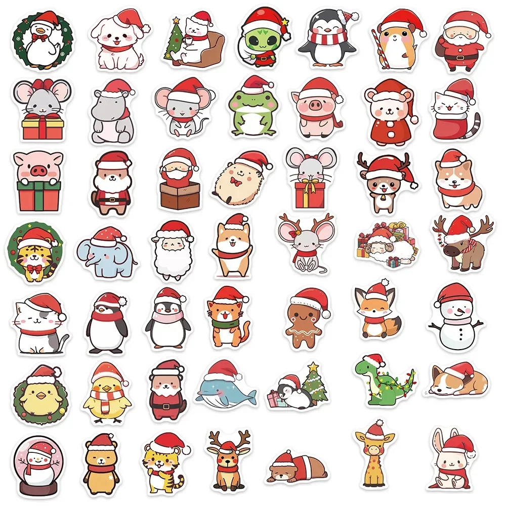 50 Pcs/Set Waterproof Merry Christmas snow Cartoon Decorative Stickers For Presents Gift label Diy Xmas Decoration Decals