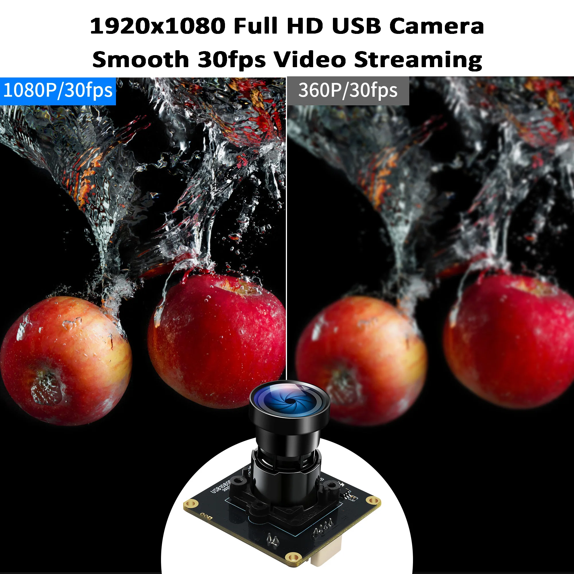 ELP 2MP 1080P Mini USB Camera Module 0.0001Lux Low Illumination Wide Angle Lens H.264 CCTV USB Webcam Security Industrial