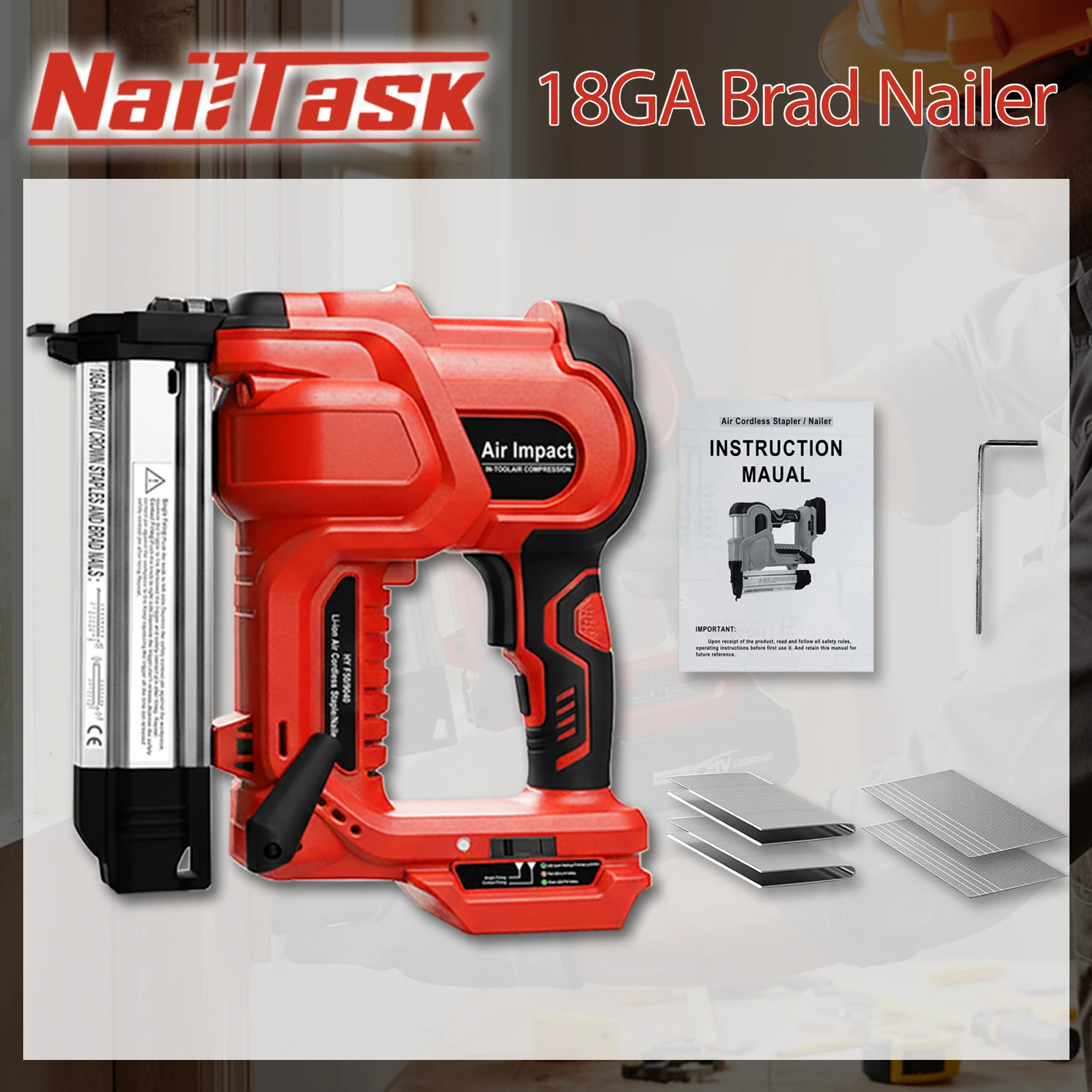

NailTask 2" Brad Nailer Cordless Stapler Compatible with Makita (No Battery) with 18GA Nails Staples for Wood DIY Framing Home