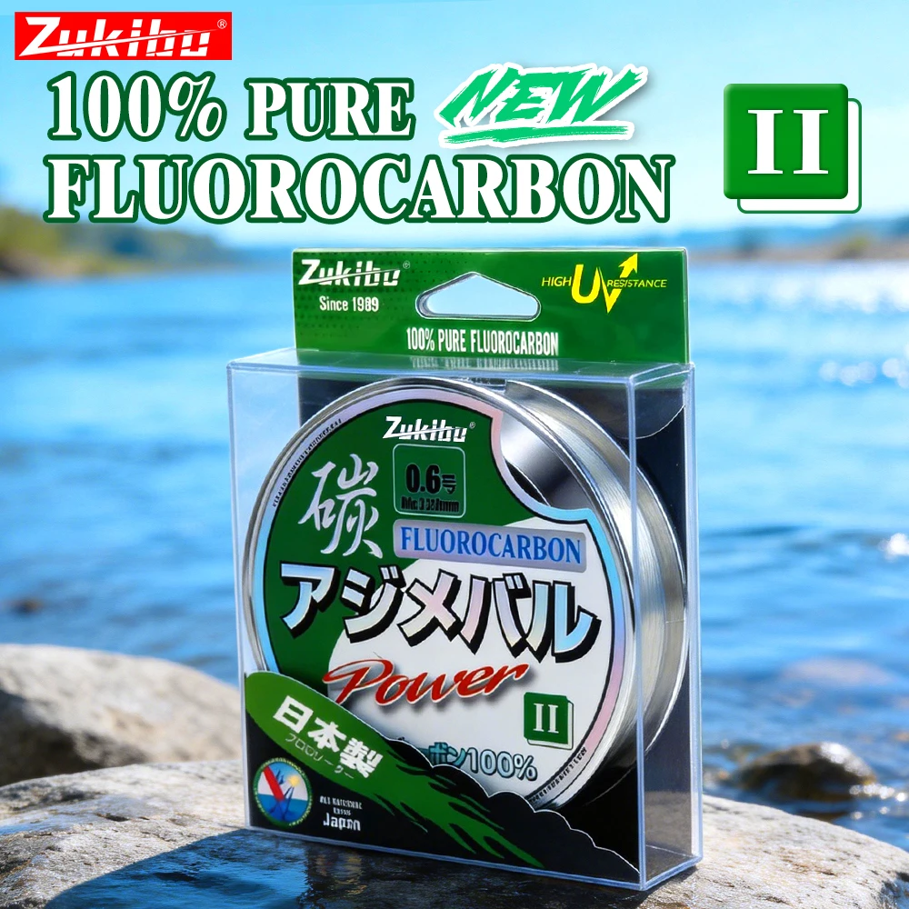 ZUKIBO Ⅱ Ligne de pêche en carbone souple 50/100M, 100% fluorocarbone pur, ligne en fibre de carbone japonaise, ligne monofilament coulante 1-38kg