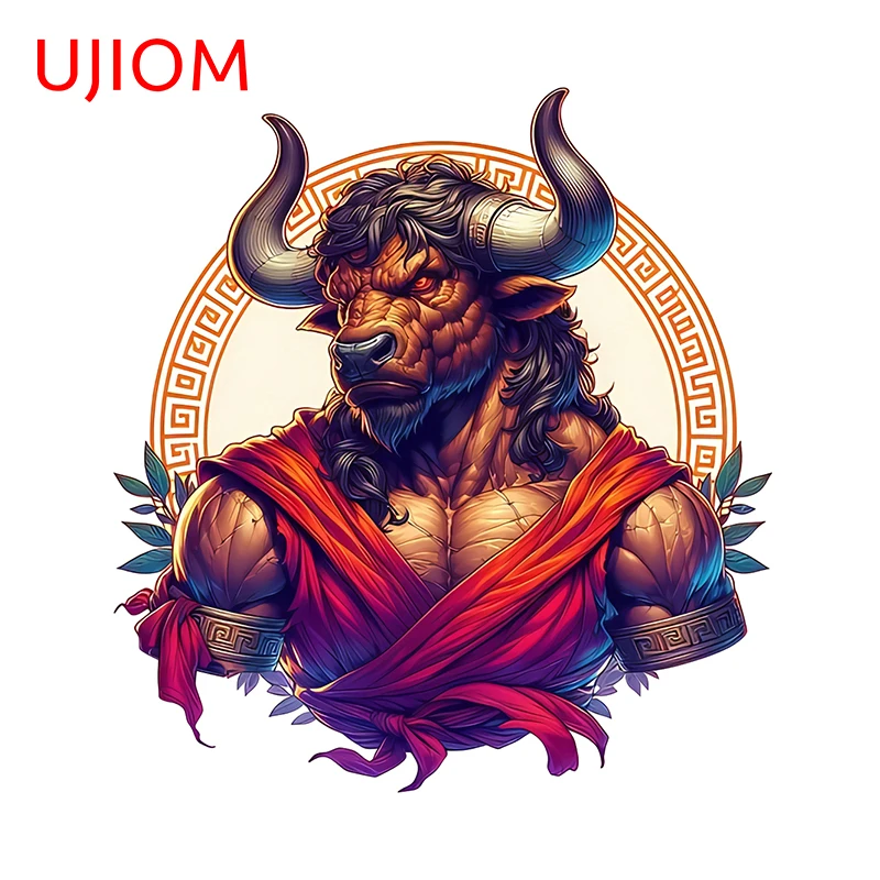 UJIOM 13cm × 12.1cm Minotaur Bull Wall Stickers Attractive Personality Wardrobe Decals Artistic Waterproof Bedroom Decoration