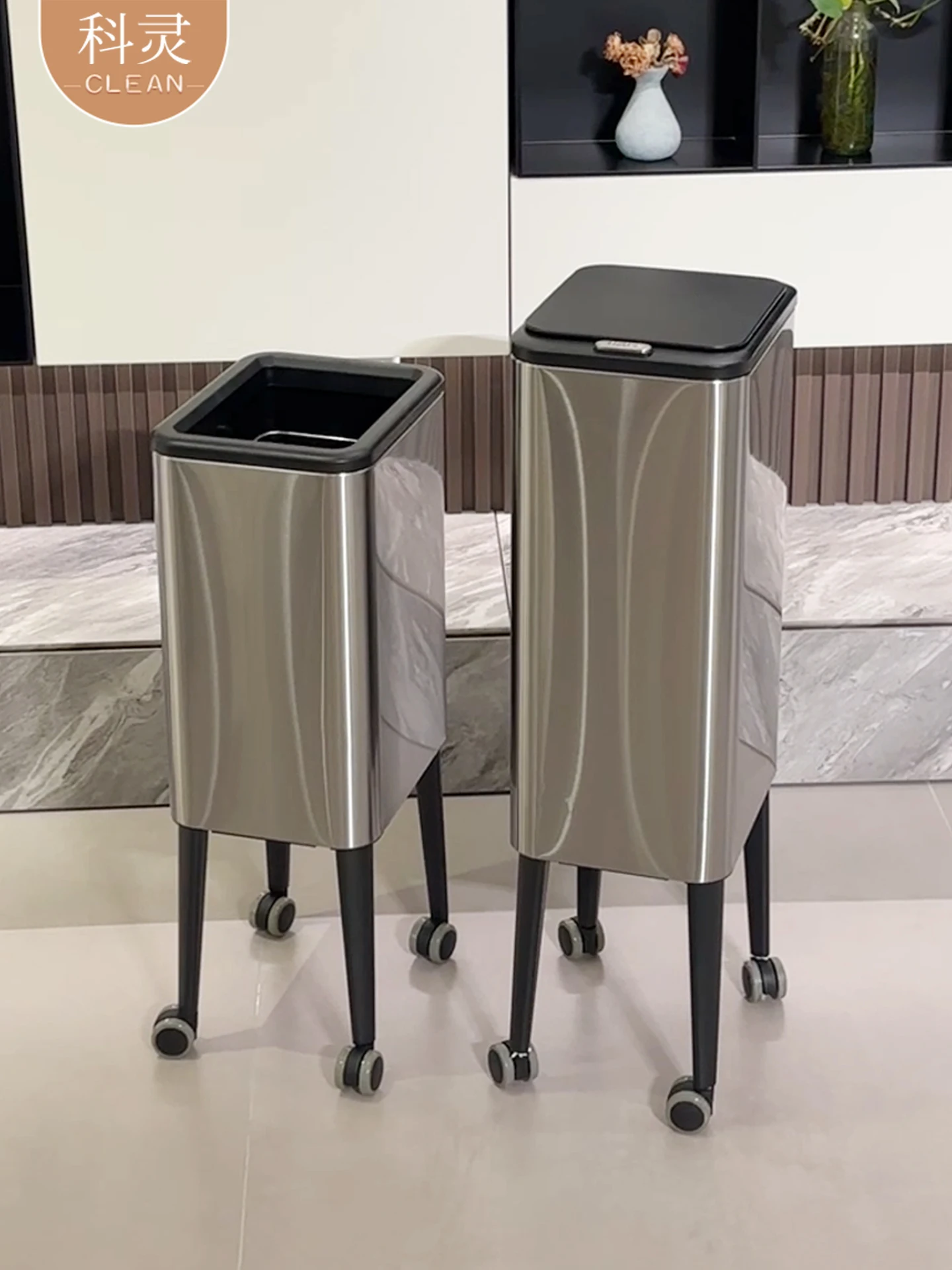 

Кухонная мусорная корзина из нержавеющей стали с высокими ножками, большой вместимости, на колесиках, новая модель, регулируемая высота, не гнущаяся конструкция