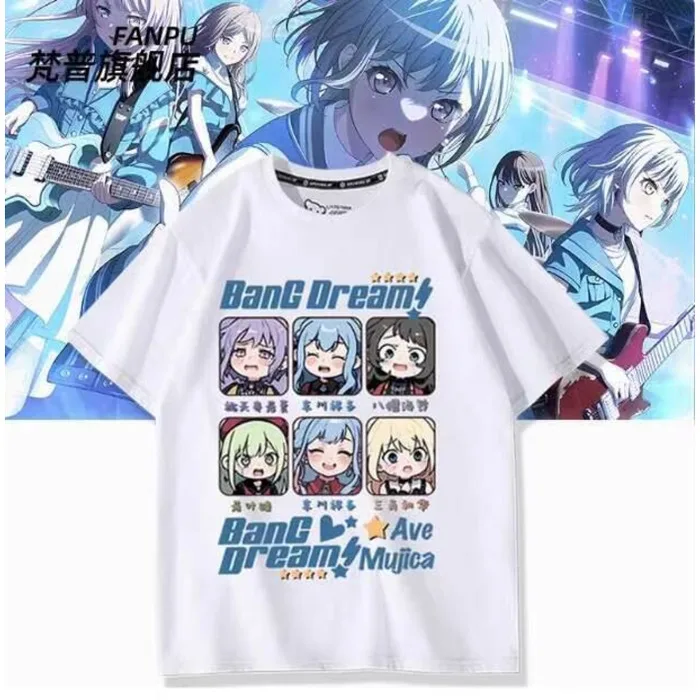 

Anime Bang Dream Ave Mujica Short Sleeve T-Shirt Summer Cosplay Costume Casual Student Loose Tops Anime
