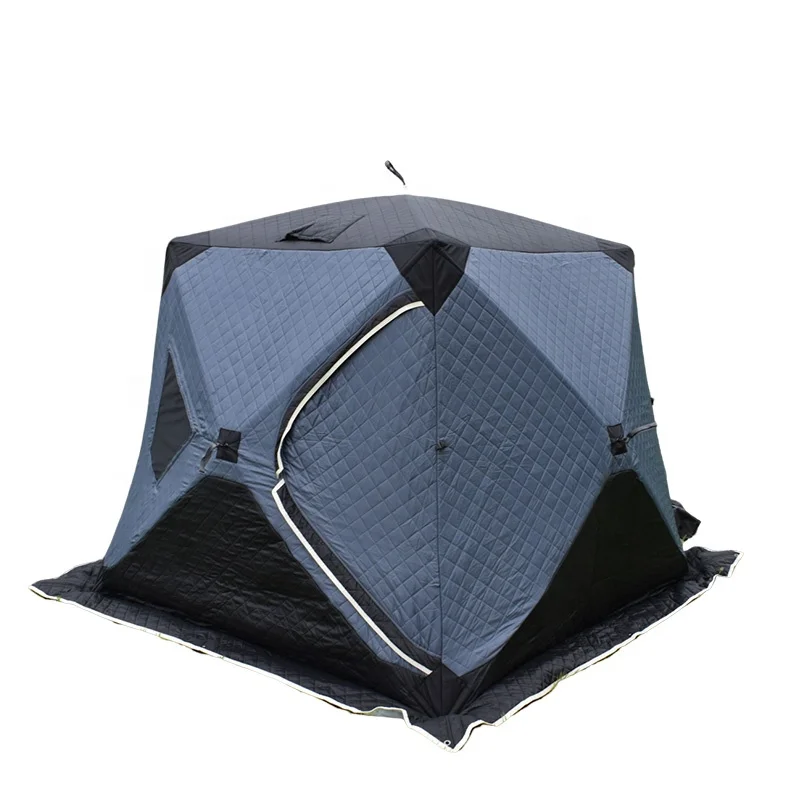 Portable insulated ice fishing shelter, hot ice fishing shed with insulation layer