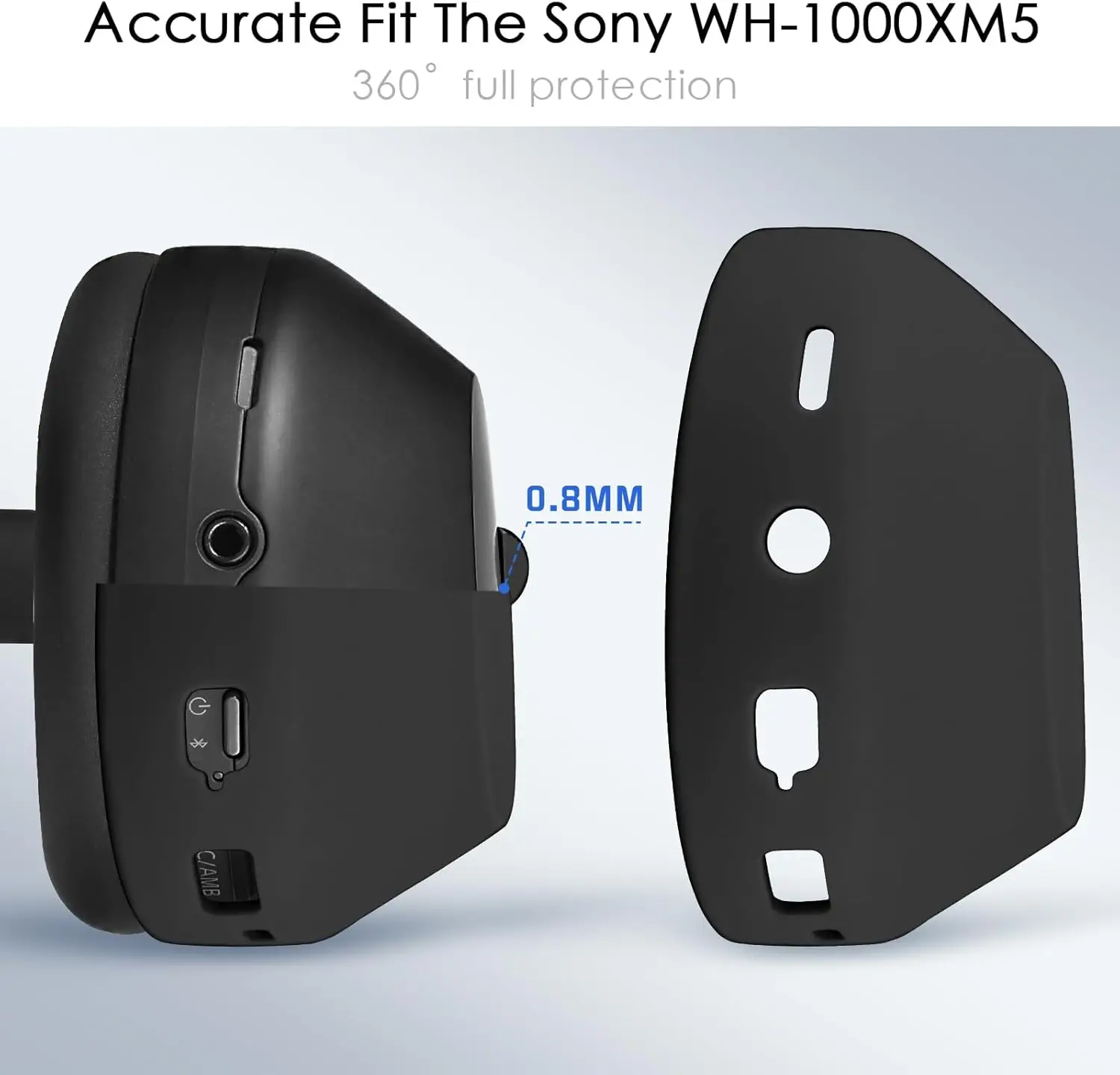 Funda protectora de silicona 3 en 1 para Sony WH-1000XM5, funda para auriculares, funda protectora para orejeras