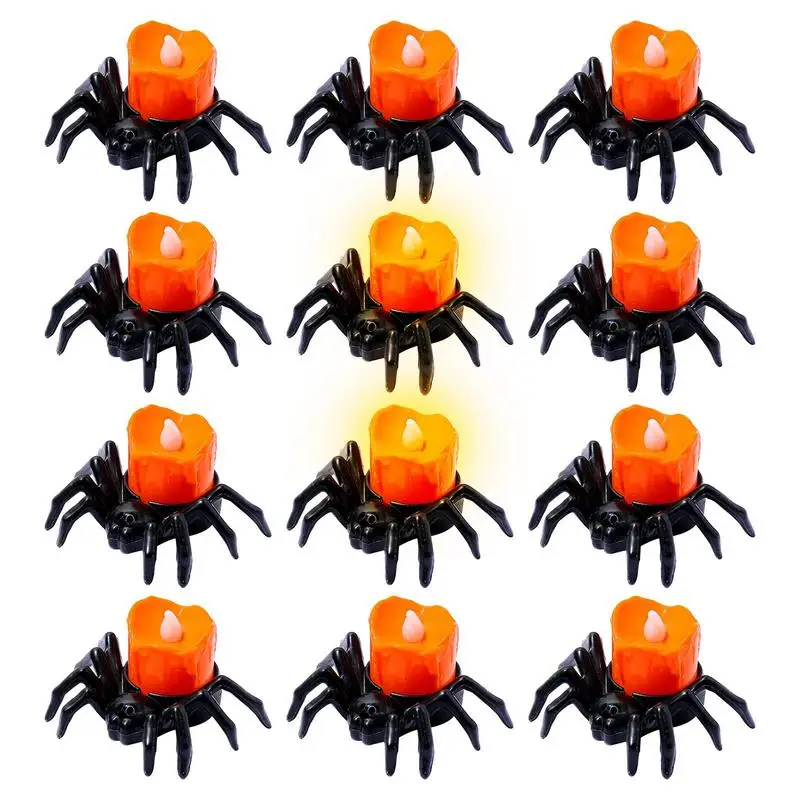 

Battery Tea Light 12pcs Flameless Pumpkin Candle Lights Halloween Decorations For Halloween Parties Day Of The Dead Haunted