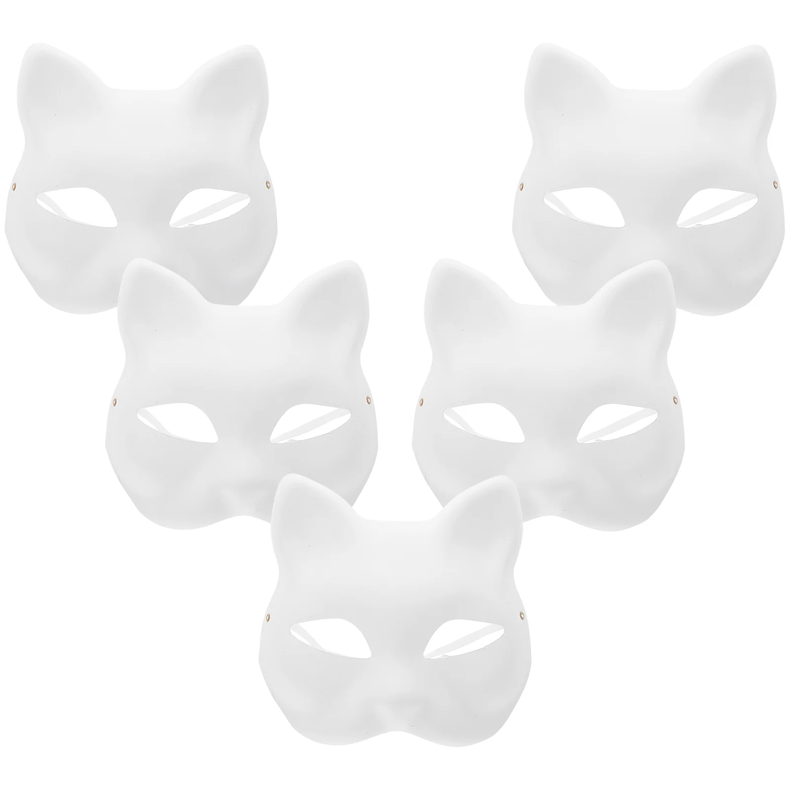 5 Pcs Half Face Cat Mask Base White Masks Blank Fox Halloween Costume Cosplay Hand Painted Concentrate Child