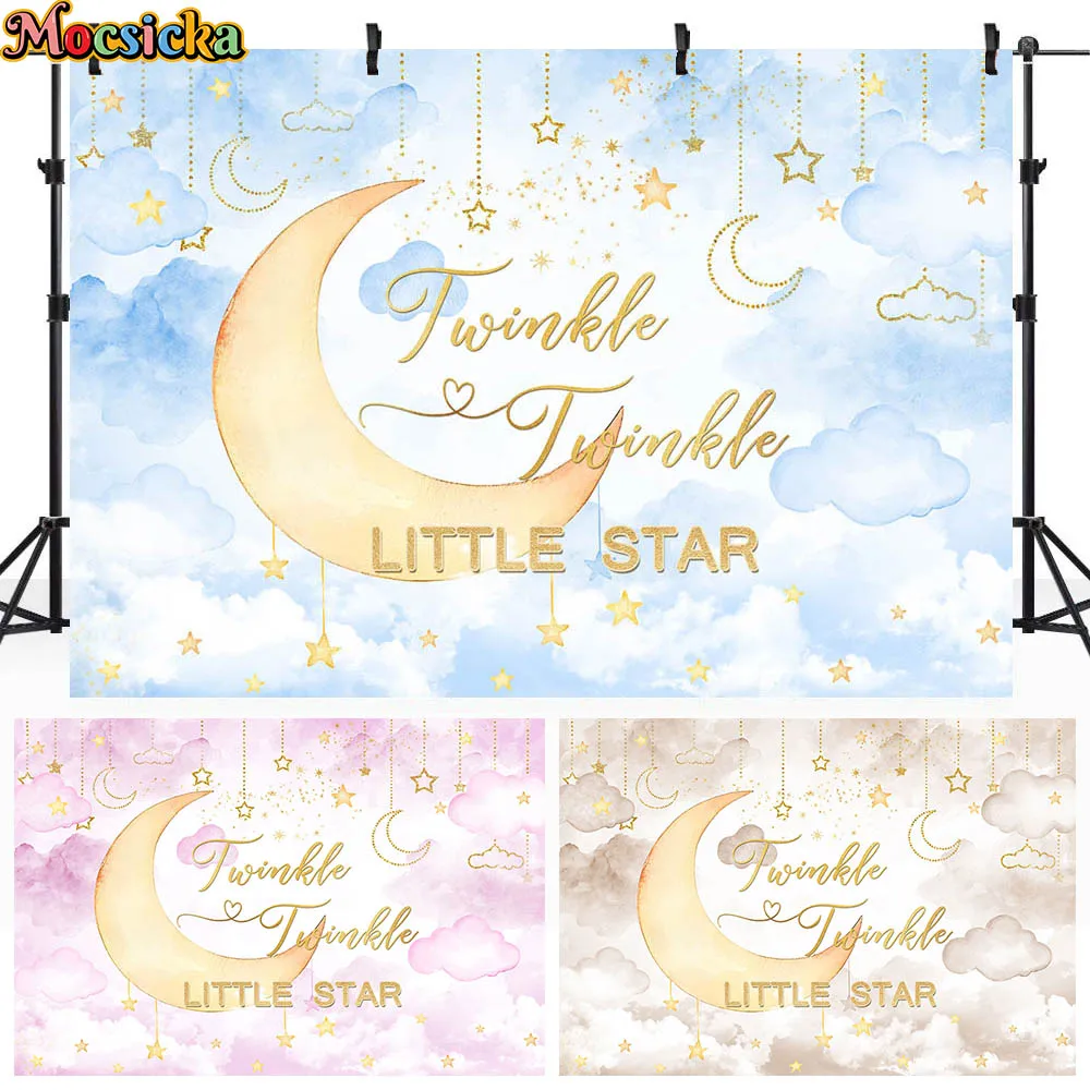 

Mocsicka Twinkle Little Star Newborn Photography Backdrops Kids Birthday Baby Shower Party Photo Background for Studio Photocall