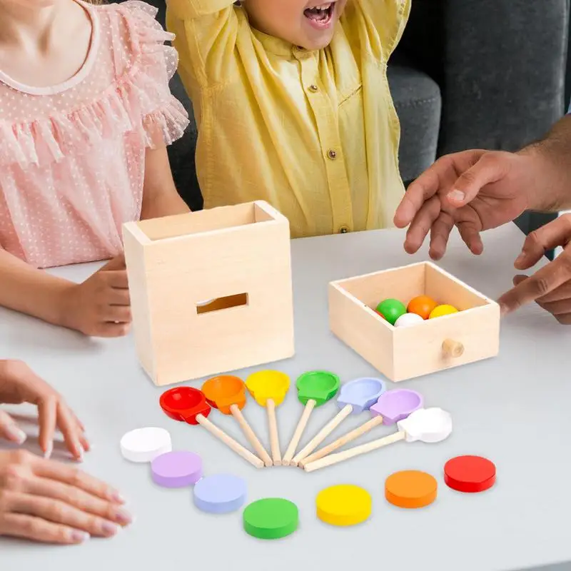 Wooden Coin Balls For Kids Hand-Eye Coordination Playthings Developmental Coin Matching Box For Hand-Eye Coordination