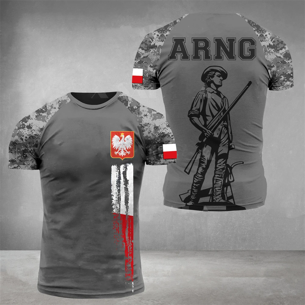 Men\'s T-Shirt Summer Short Sleeve 3D Printed Poland Soldier Veteran Harajuku Loose Top T-Shirt Men\'s Oversized Clothing 6XL