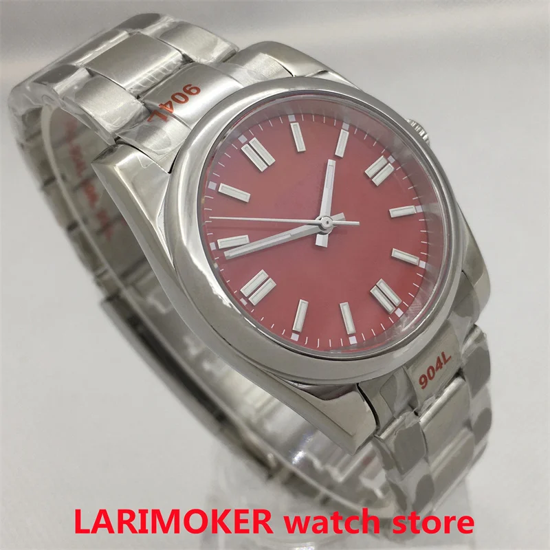 BLIGER Oyster Perpetual 36mm/39mm Red Aseptic Dial Top Watch NH35 MIYOTA8215 PT5000 Movement Sapphire Glass Luminous Watch