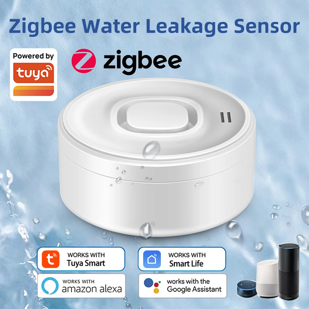 Датчик протечки воды Arumny Tuya ZigBee 3.0, детектор затопления, удаленное оповещение через приложение Smart Life, сигнализация при затоплении, защита для кухни и ванной комнаты