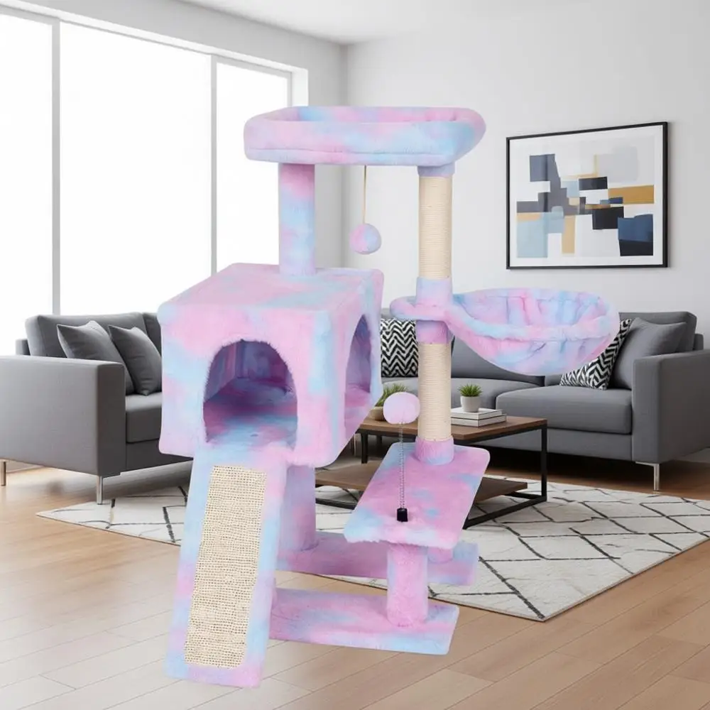 

Cute Cat Tree Cat Tower for Indoor Condo with Sisal Scratching Posts Jump Platform Furniture Activity Center Play House Bed Fash