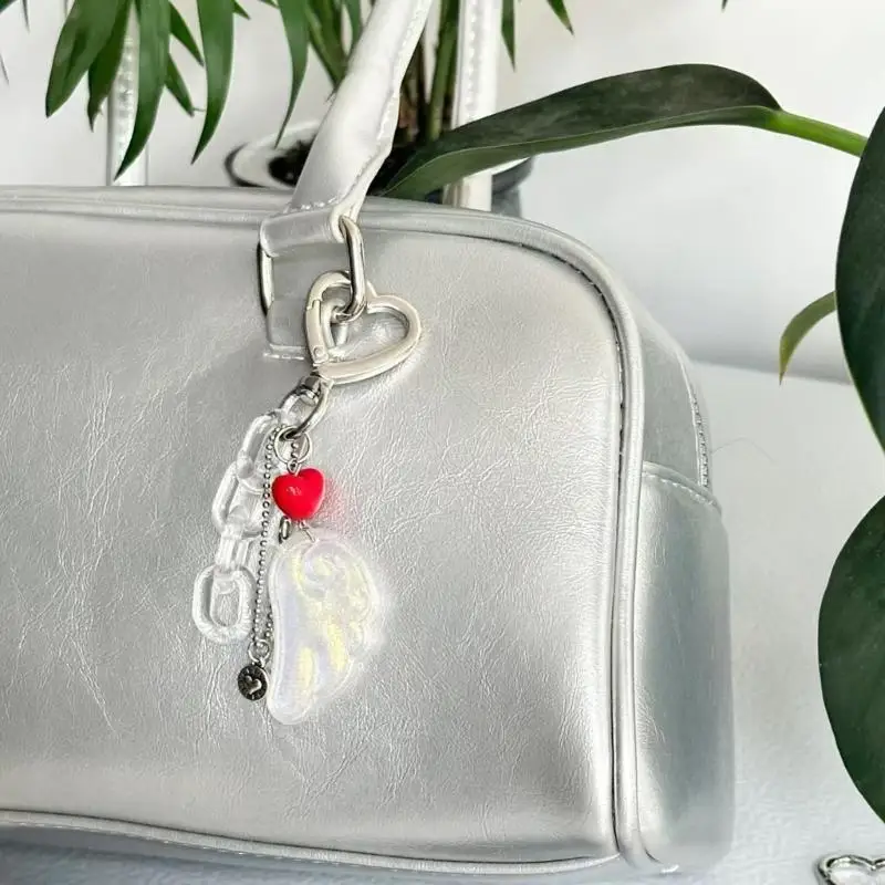  Stylish Wing Heart Charm Beaded Keychain Gift Decoration For Keys Bags