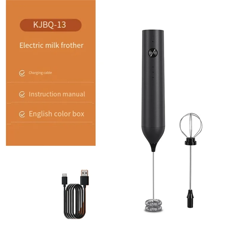 BAAN-ハンドヘルド電動ミルク泡立て器充電式ミニブレンダーコーヒー用3スピード設定