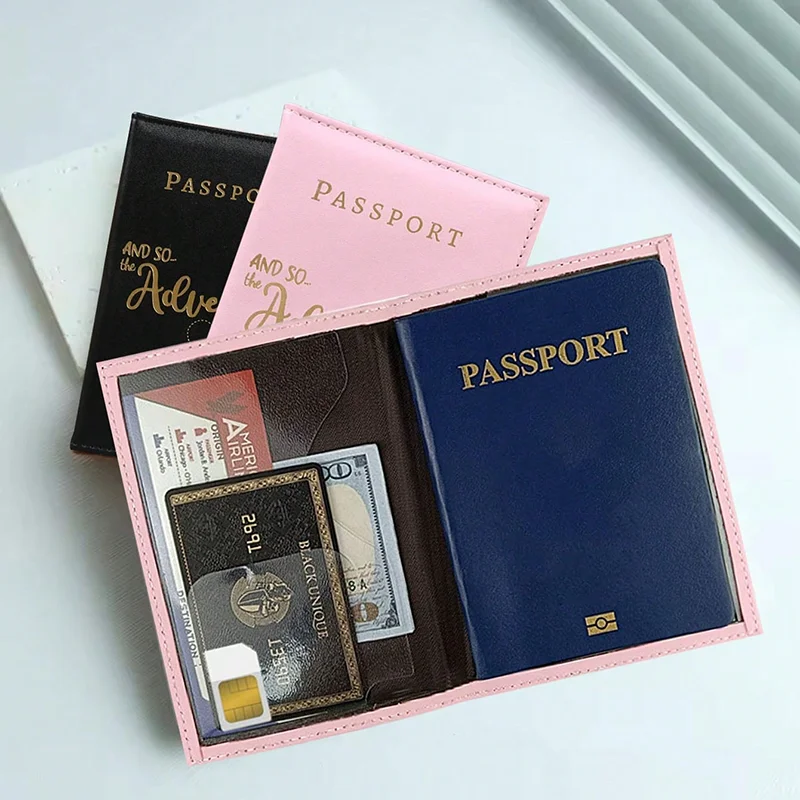

PU Leather Passport Cover Bag Fashion Travel Passport Holder with ID Name & Business Card Protectors for Men & Women Travel