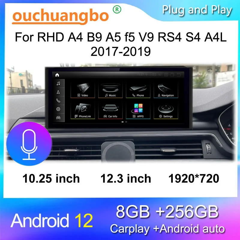 

Ouchuangbo Car Radio For 12.3 Inch RHD A4 B9 A5 F5 V9 Rs4 S4 A4l 2017-2019 Gps Stereo Multimedia Sound Control Media Player