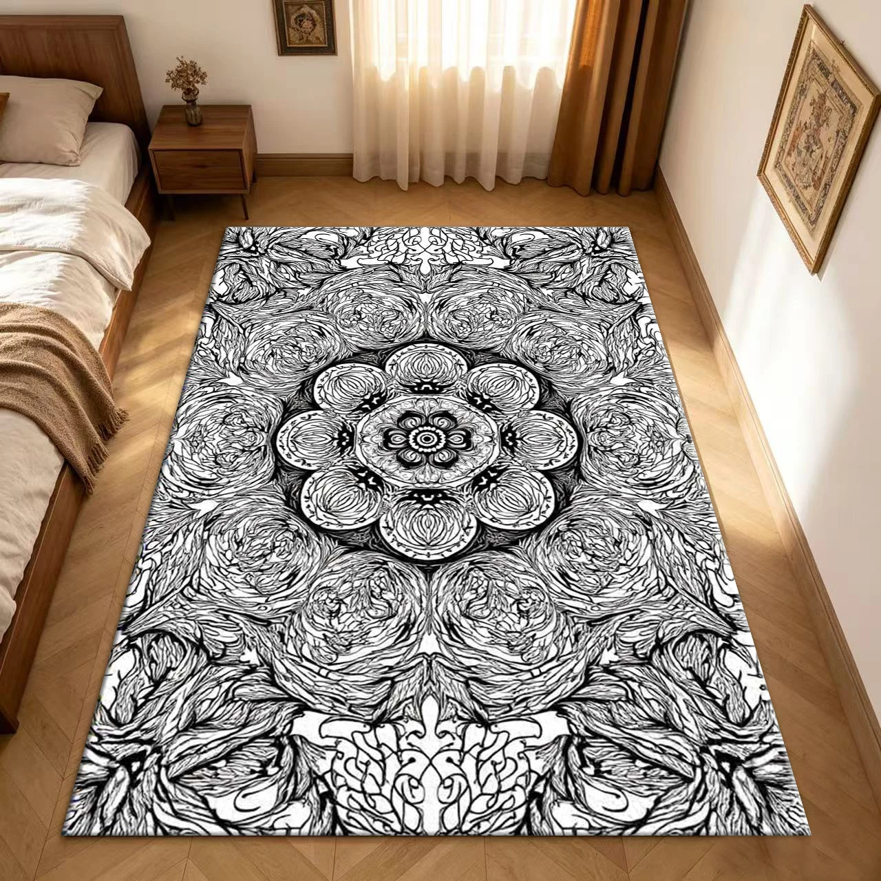 Tappeto Mandala Bianco e Nero - Printed Rug Abstract recensione e prezzo