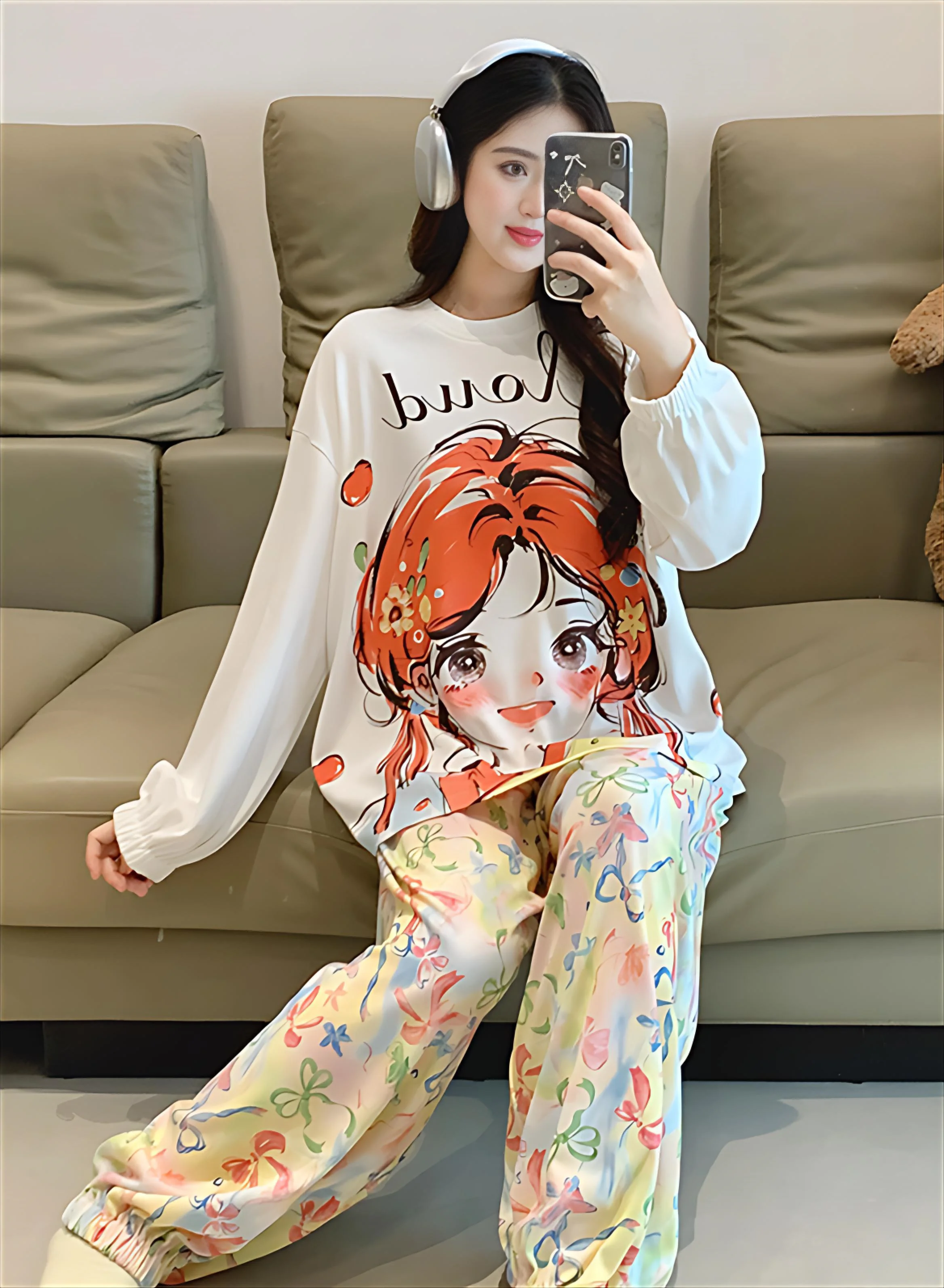 

Женские пижамные комплекты больших размеров: ромашковые стеганые капри с вышивкой «Звездное небо», рукавом три четверти и завязками спереди, для дома и отдыха