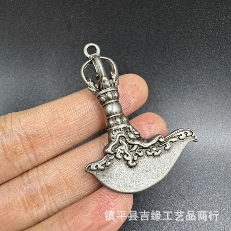 

Tibetan Style Iron Nepalese VajraOK Pendant with Pestle and Halberd for Carrying OK Pendant