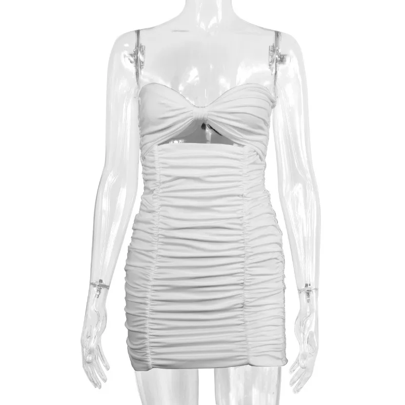 Trägerloses, sexy, ausgeschnittenes, plissiertes, kurzes, figurbetontes Kleid, elegantes Abendkleid für Brautjungfern, Geburtstag, figurbetontes, sexy Kleid – Detail 12