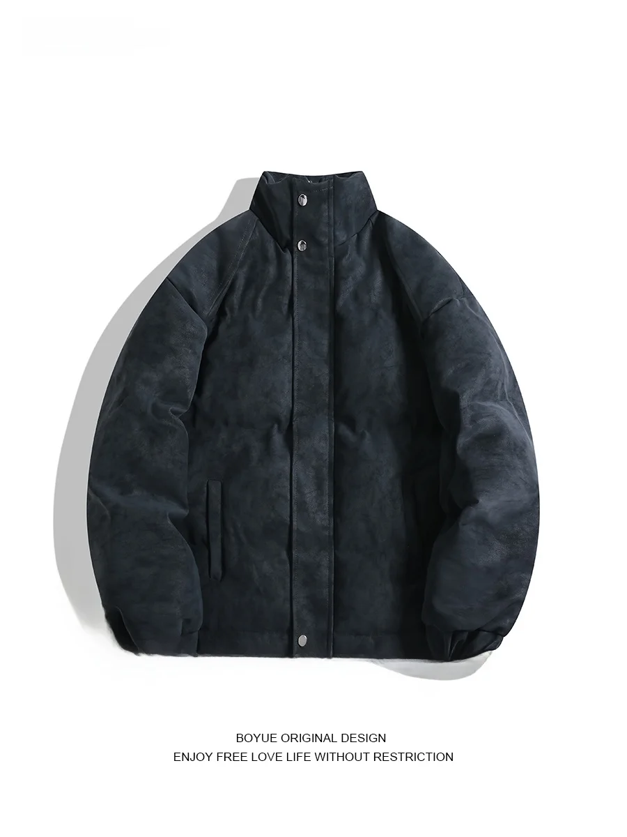 

Boyue Thiened Cotton Puffer Jaet Street Sle Bread Design Stand Collar Warm Youth Faion Casual Long Sve Zipper Closure