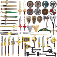 MOC Medieval Movie Knight Weapons Building Blocks Figure Military Shield Axe Sword Hammer Trident Kit Toys Gift Mini Bricks K127