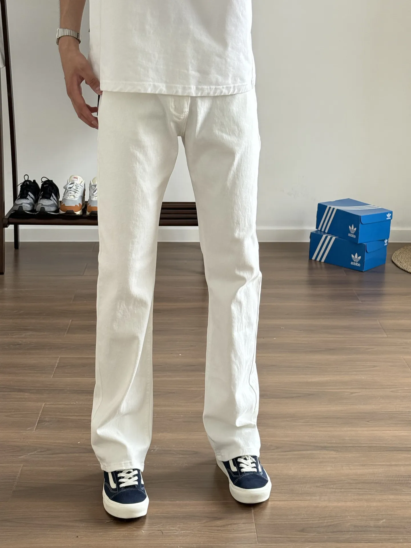 Jeans Brancos American Vibe para Homens e Mulheres, Estilo Casual de Verão, Calças Slim Fit com Corte Reto, Jeans Jovens e Po...