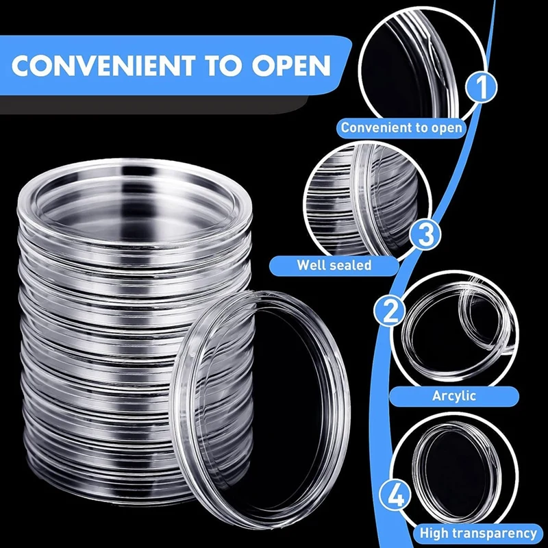 30-миллиметровые капсулы для монет, круглый пластиковый чехол-держатель для монет с коробкой-органайзером для хранения принадлежностей для сбора монет (4 шт.), прочный