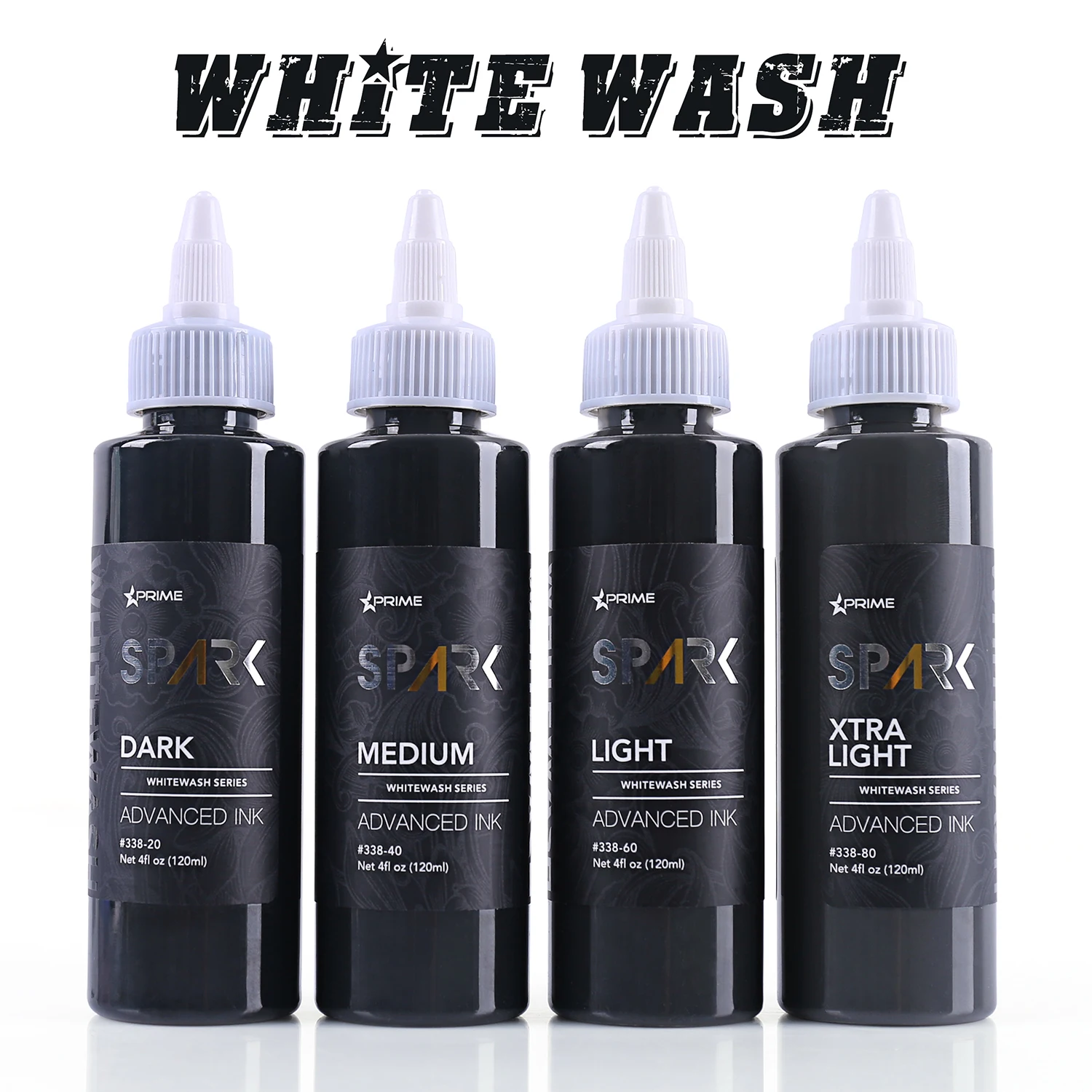 Spark Premium 4OZ*4 WHITEWASH SETS Professional Waterproof Temporary Tattoo Inks