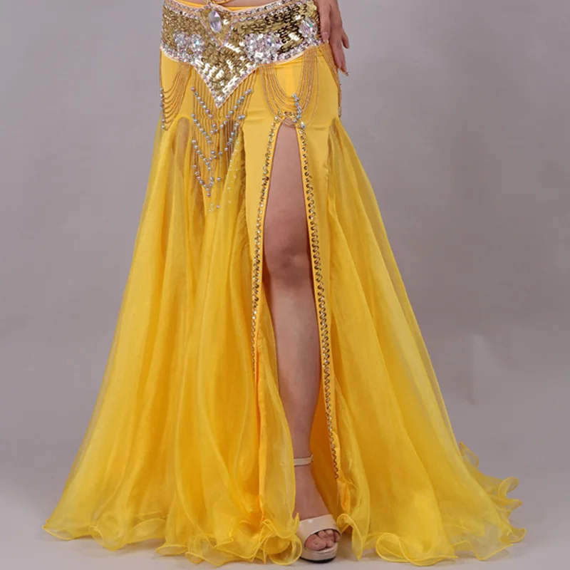 Stage belly dance performance costume female split ends sexy belly dance performance skirt belly dance carnival