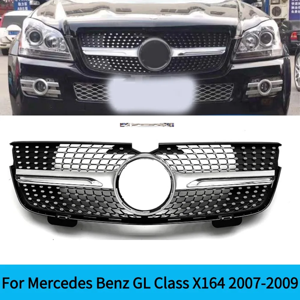 For Mercedes Benz GL Class X164 GL350 GL450 GL500 GL550 2007-2009 Front Bumper Grille Upgrade Diamond Style Grill Enhanced Vehic