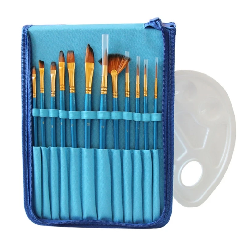 13 pennelli per pittura acrilica con tavolozza colori Pennello per acquerello Pennello per capelli in nylon per pittura