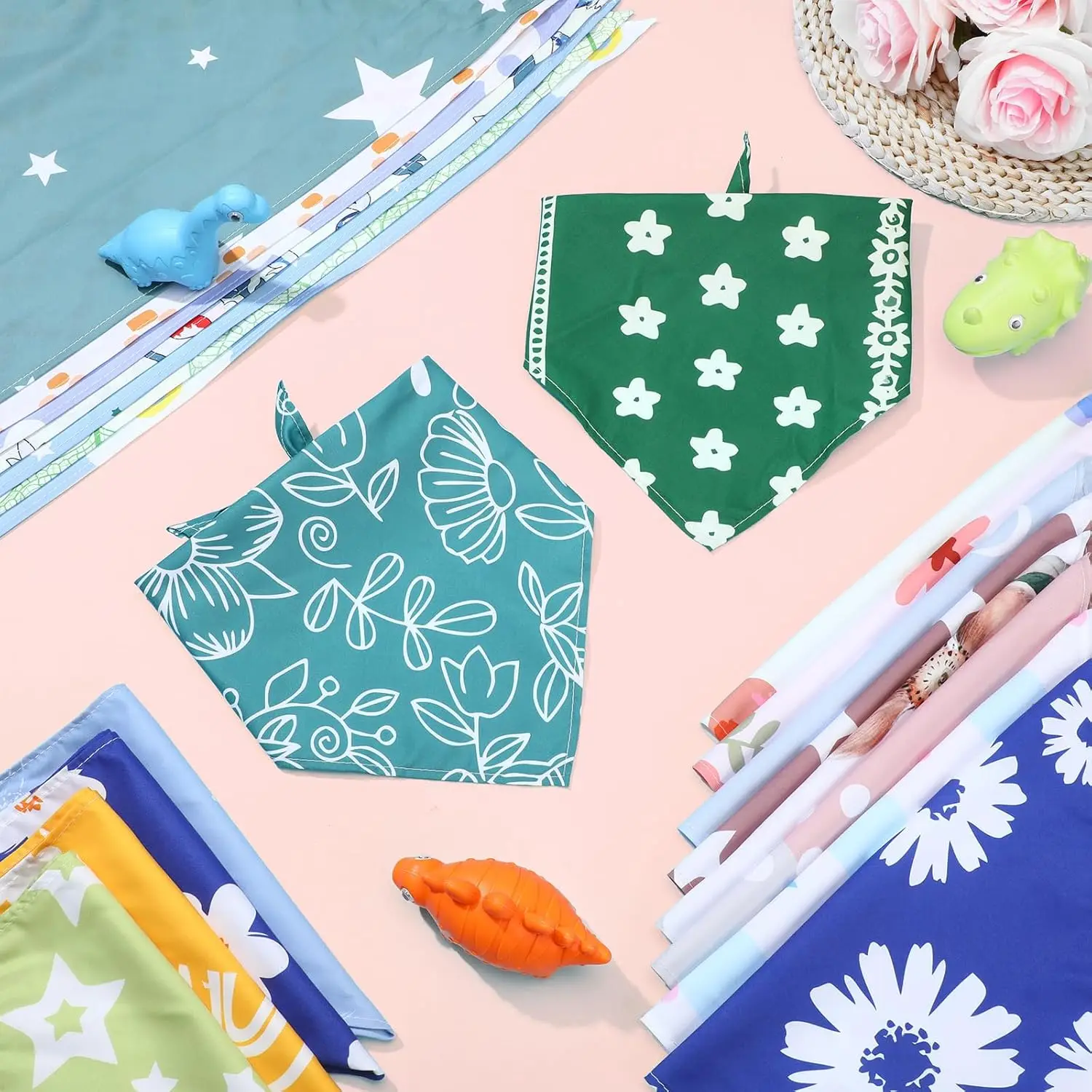 100 Stück Boho-Hunde-Bandanas, große Lätzchen, dreieckiger Schal, Haustier-Bandanas für mittelgroße und große Hunde, Frühling, Sommer, Geburtstag, Kostüm-Dekoration – Detail 5