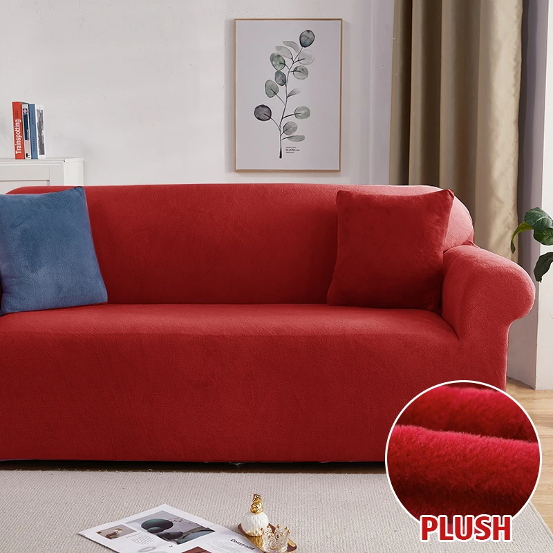 Plush Fabric Sofa Covers for Living Room 1/2/3/4 Seats Elastic Stretch Couch Cover L Shaped Sofa Slipcover Furniture Protector
