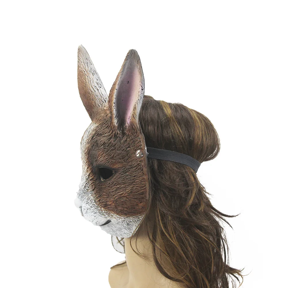 Realistische 3D Kaninchen Maske Kreative Requisiten Kopfbedeckung PU Schaum Dress Up Erwachsene Nachtclub Halloween Ostern Party Decor Karneval Gefälligkeiten – Detail 8