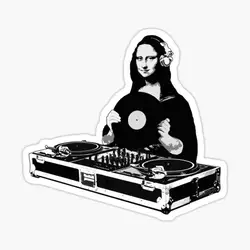 DJ Mona Lisa Sticker for Laptop Decor Bedroom Car Cute Cartoon Art Fashionable Public Suitcase