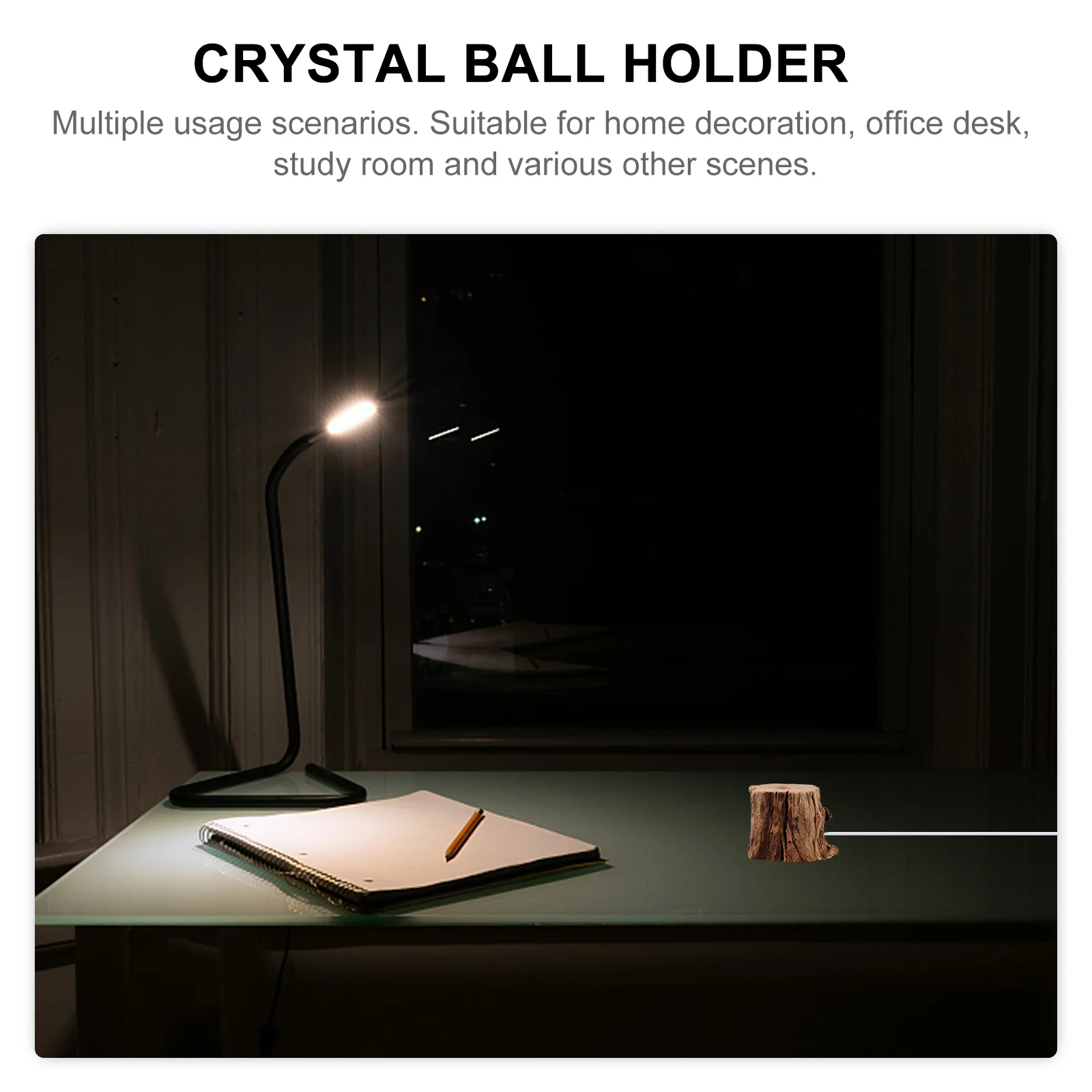 1PCS Natural Stump LED Lamp Base Crystal Nightstand Wood Base Night Light for Desk Home Office Study Room Gift Lighting