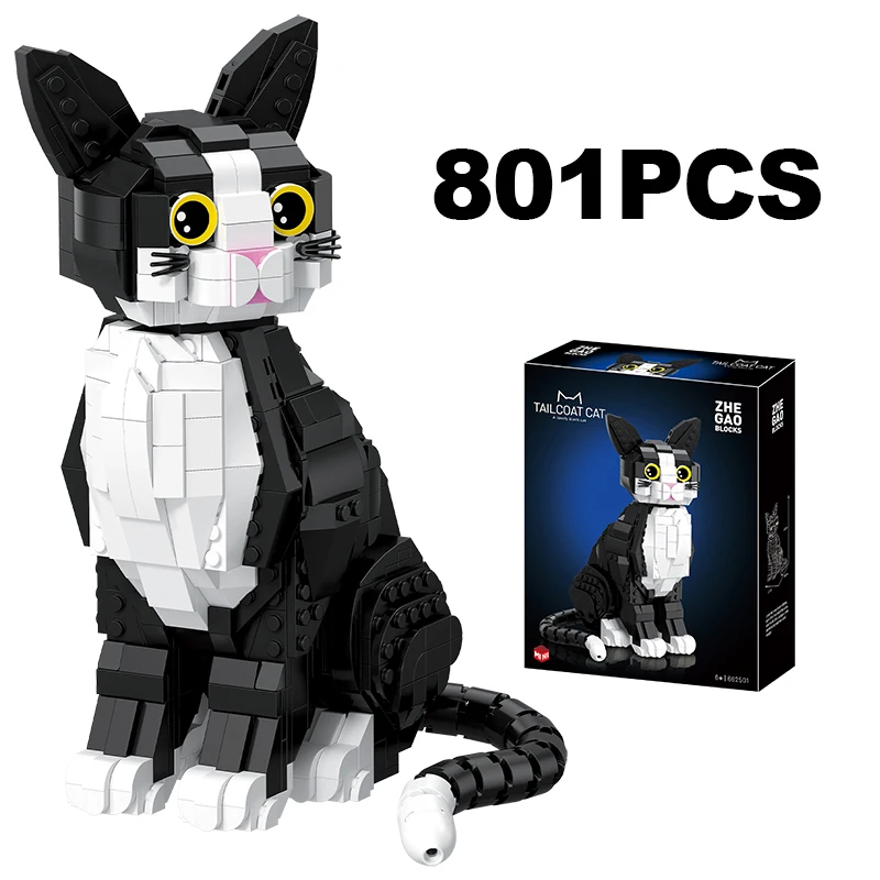 

Креативный конструктор из 801 детали: Модель животного — Кот в смокинге. Милый мультяшный котёнок. Развивающая игрушка-конструктор для детей и взрослых. Подарок.