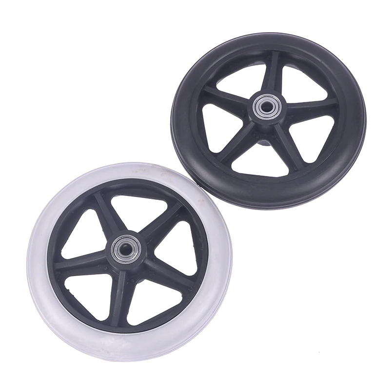 1PC Grey/Black 6 Inch Wheels Smooth Flexible Heavy Duty Wheelchair Front Castor Solid Tire Wheel Wheelchair Replacement Parts